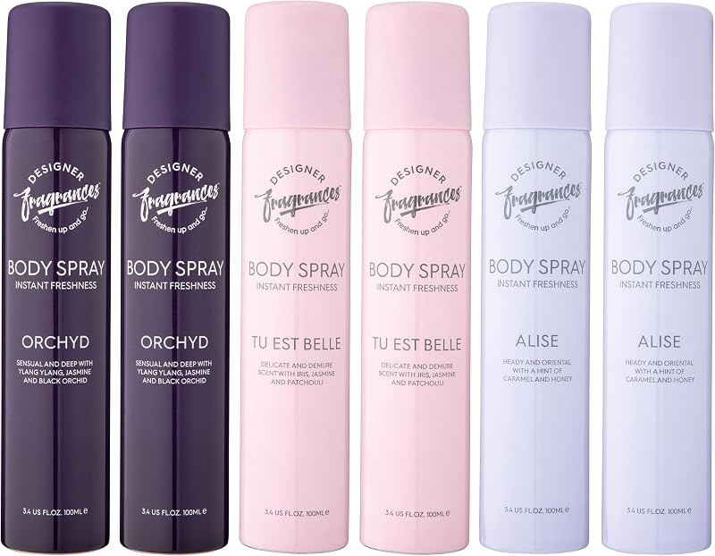 Designer Fragrances 6 Pack 100ml Body Sprays Tu Est Belle Orchyd Alise Bundle