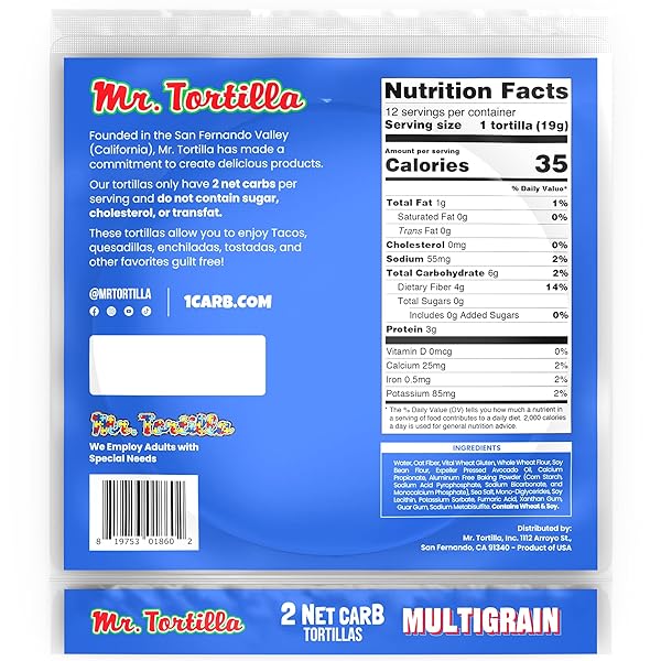MR. TORTILLA LOW CARB KETO SOFT TACO SHELLS, VEGAN, QUESADILLAS, BURRITOS, HEATHY BREAD ALTERNATIVE, 2 NET CARBS, DELICIOUS SMALL BATCH KOSHER WRAPS – (MULTIGRAIN, 48 COUNT)