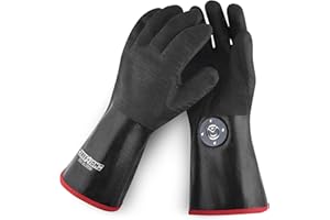 MagneCHEF Freedom BBQ Gloves 932°F Heat Rated Magnetic EZ On Off Safety Clips Waterproof for Grills Smokers Fryers Ovens (14")