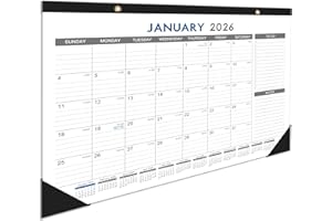 TERSUS 2026 Desk Calendar - Jan 2026 - Dec 2026, 12 Months Calendar Pad with Black Corner Protectors, 17" x 12", Large Ruled Blocks, Large Office Desk Top Calendar