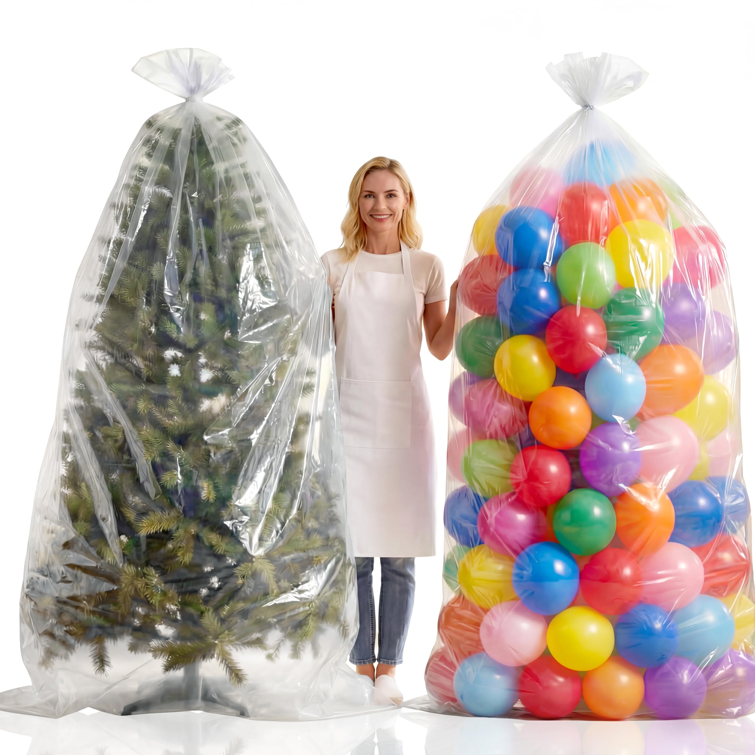 Photo 1 of 2 Pcs 98.4 x 59 Inches Large Balloon Bags for Transport, Christmas Tree Disposal and Storage Bag, Clear Balloon Drop Bag, Giant Carrying Storage Bags for Wedding Birthday Party Supplies