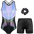 MODAFANS Gymnastics Leotards for Girls Sparkly Ballet Dance Unitards Biketards Tumbling Shorts Cross Back Activewear