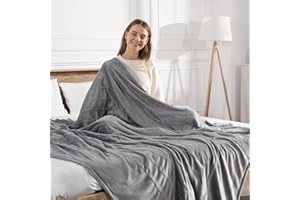 MOLATINK Electric Blanket Heated Blanket Full Size with 5 Heat Levels & 10 Hrs Timer, Premium Cozy Double Flannel Heating Blanket, Fast Heating & Overheating Protection, Grandma Birthday Gifts(Subtle Grey)