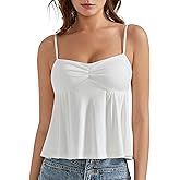 OMKAGI Cute Peplum Camisole Tops for Women Built in Bra Sleeveless Going Out Tank Top