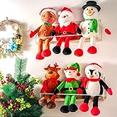 Poen 6 Pcs 16 Inch Christmas Plush Dolls Decoration Santa Claus Snowman Elk Gingerbread Man Penguin Stuffed Santa Decor for Home Christmas Tree Fireplace Ornaments Gifts