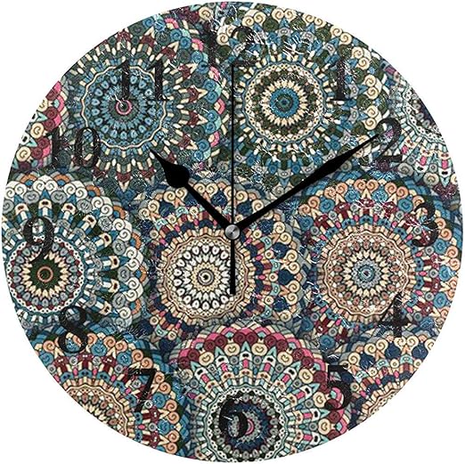 Cy Ril Reloj De Pared Redondo Vector Boho Chic Flower Clock Para