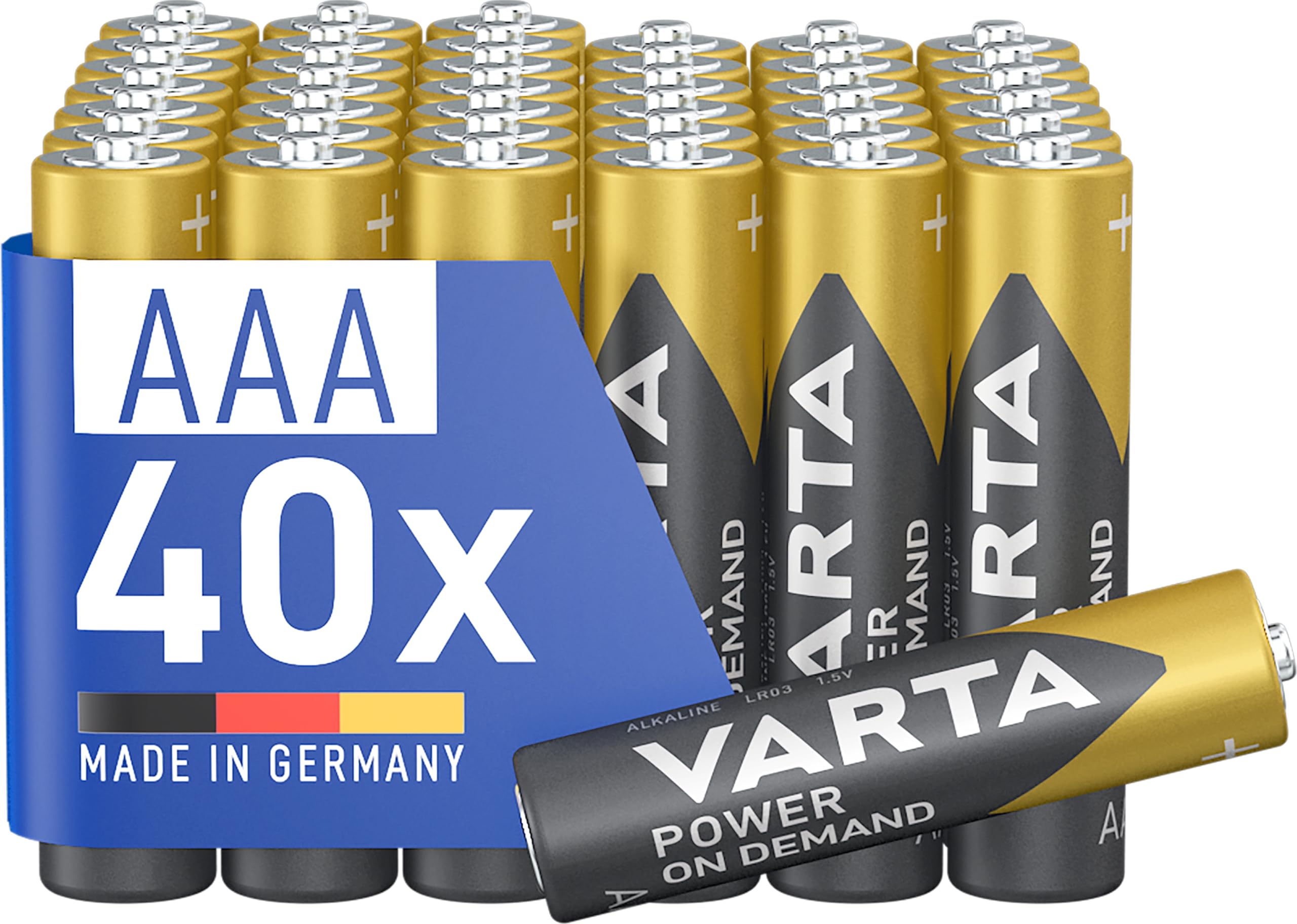 VARTA Power on demand AAA micro batteries (suitable for computer accessories, smart home devices or torches) pack of 40