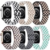 MITERV 6 Pack Stretchy Solo Loop Compatible with Apple Watch Band 38mm 40mm 41mm 42mm 44mm 45mm 49mm Women Men,Soft Nylon Elastic Braided Strap Wristband for iWatch Series Ultra 9 8 7 6 5 4 3 2 1 SE