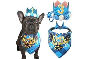 POSAPET Dog Birthday Bandana Hat Boy Puppy Birthday Scarf Hat Dog Birthday Party Supplies for Small Medium Dog Pet