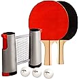 STIGA All-in-One Retractable Ping Pong Net Set - Includes 2 Ping Pong Paddles - 3 1-Star Balls | Mesh Storage Bag - Fits up to 72” Wide & 1.75” Thick Table - Clamp & Play on Any Surface