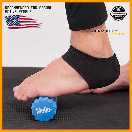 Plantar Fasciitis 2in1 Bundle By Mello-Foot Arch Support Wrap & Foam Roller Set-Ideal For Foot Pain Relief, Therapy & Massager -Breathable Heel Pad & Textured Roller For Men & Women (Choose Sock Size) ... (M)
