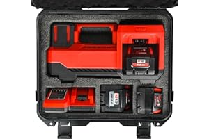 LOTOCASE Air Compressor Waterproof Hard Case Compatible with Milwaukee M18 Inflator 2848-20, Air Pump Carrying Bag for Milwaukee Tools, Storage Holder for Battery Pack 18V 3.0 to 12.0 Ah - Black (Only Case)