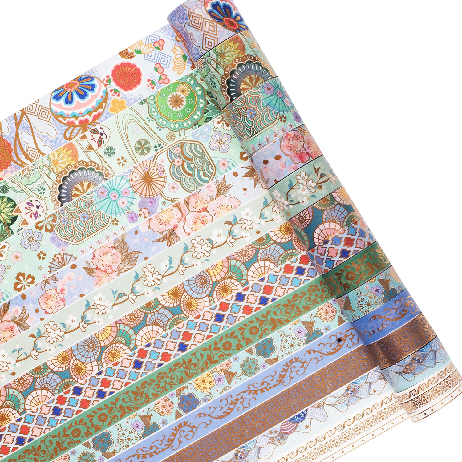 YUBX 15 Rolls Washi Tape Decorative Paper Masking Tape for Scrapbooking Crafts DIY (Splendid Embroidery)