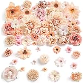 rongflower Fake Flower Heads Mini Artificial Flower Nude Color Faux Dahlia Rose Flowers for Crafts Cake Blossom Wreath Bouquets for Wedding Bridal Party Baby Shower Graduation Season Home Decor