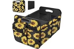 HABOPET Trunk Organizer for Car, Collapsible Car Organizers and Storage, Car Accessories for Women and Men, Multi-Compartment Car Storage Organizer for SUV, Car, Mini-Van - Sunflower