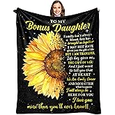 Guqklout Bonus Daughter Gifts - Step Daughter Gifts from Stepmom/Stepdad - Stepdaughter Gift from Stepmom - Gift for Stepdaughter Throw Blanket 60x50 Inch