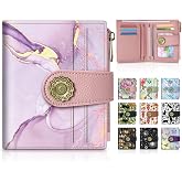 Chelmon Pastel Marble Small Wallet Woman RFID Blocking | PU Leather, Bifold Credit Card Ladies Purse, Holiday Gifts for Mom, with 1 ID Window 10 Card Slots, Cute Zipper Coin Pocket