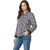 LA CERA Women's Quilted Floral Cotton Jacket – Button-Down with Pockets, Plus & Petite Sizes