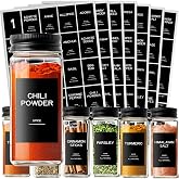 Kuocodall 201 Spice Jar Labels - Black Preprinted Minimalist Waterproof Stickers for Kitchen Jars, Herb &amp; Seasoning Labels for Pantry Organization