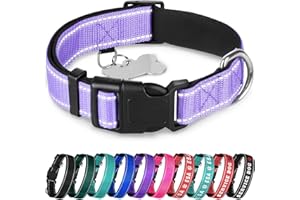TECEUM Reflective Pet Collar – Lavender – S – Extra Soft Padding – Basic Nylon Dog Collar – Quick Release Buckle – Fits Small