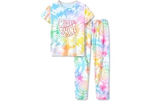 Beezizac Pajamas for Girls 100% Polyester Tie dye Sleepover Long Sleeve PJ Set Size 6-18