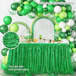 Green Sequin Table Skirts for rectangle tables 6ft