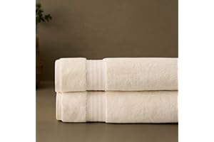 Fabdreams 100% Organic Cotton Bath Sheet Set of 2 700 GSM Oversized Towels Ultra Soft Plush Absorbent Durable Skin-Friendly Spa Hotel Premium Comfort Large 36 x 70 in Ivory
