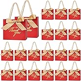 Motroce 20Pcs Small Thank You Gift Bags With Handles, 5.5 x 2.4 x 4.7 Inches Red Mini Gift Bags Bulk, Party Favor Bags with Ribbons for Wedding Baby Shower Birthday Christmas