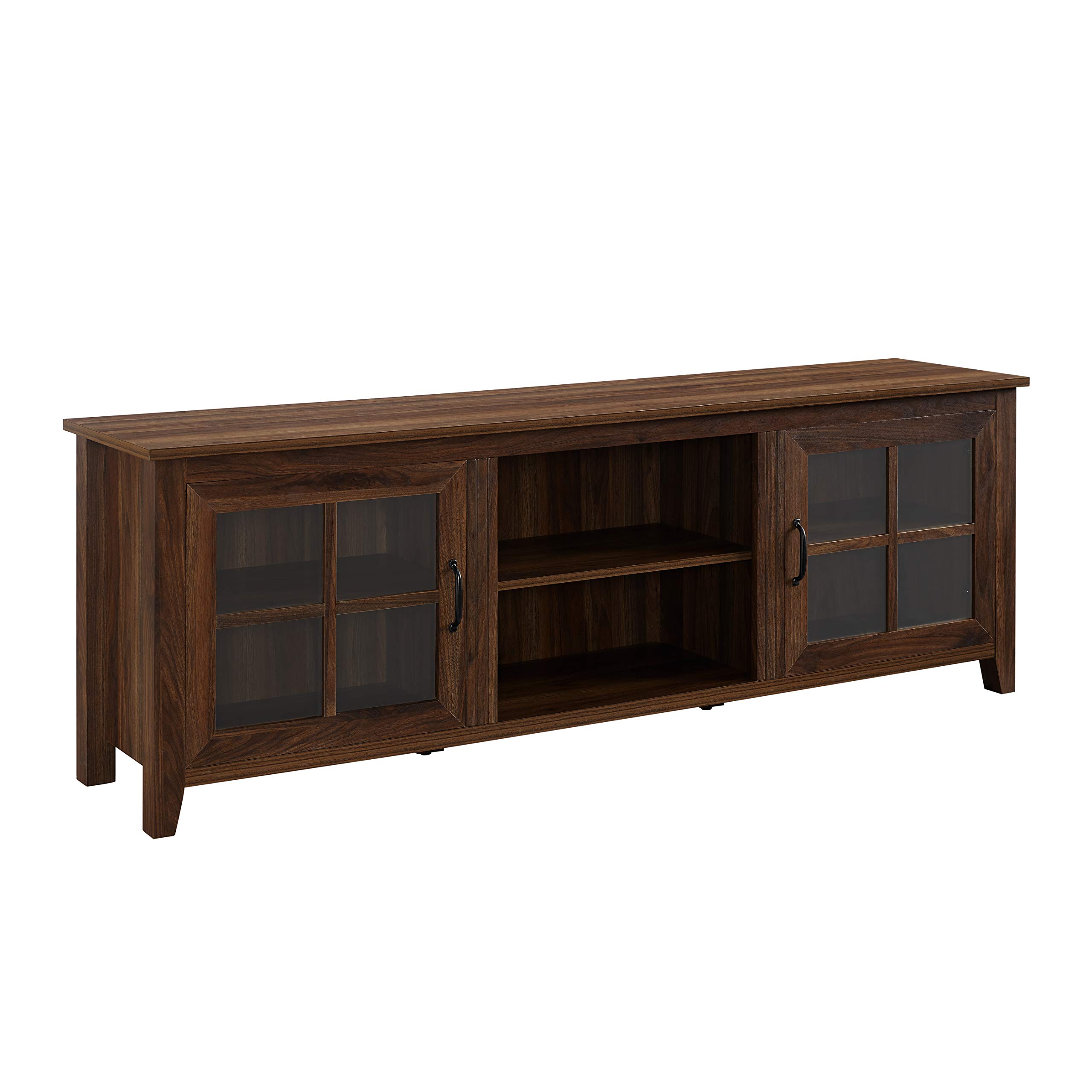 Photo 1 of *** PARTS ONLY *** Walker Edison Portsmouth Classic 2 Glass Door TV Stand for TVs up to 80 Inches, 70 Inch, Dark Walnut
