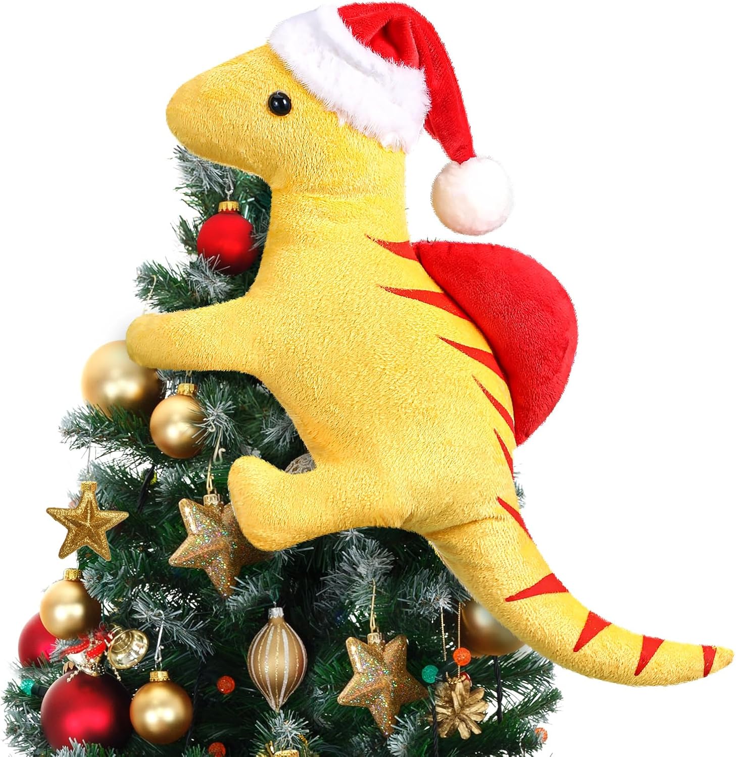 Tree Toppers - Capoda Christmas Tree Topper Dinosaur Ornament Funny Xmas Decorations Curtain Tie for Tree Wine Bottle Home Kids Adults