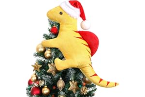 Capoda Christmas Tree Topper 12.6 inch Dinosaur Ornament Funny Xmas Decorations Curtain Tie for Tree Wine Bottle Home Kids Adults