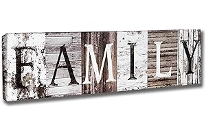 ECORISE Family Wall Decor Home Sign - Laundry Room Sign, Family Sign, Living Room Wood Framed Art Canvas Decorative Signs, Large Wooden Rustic Decorations, Kitchen Farmhouse Love Quotes Decoration (Family)