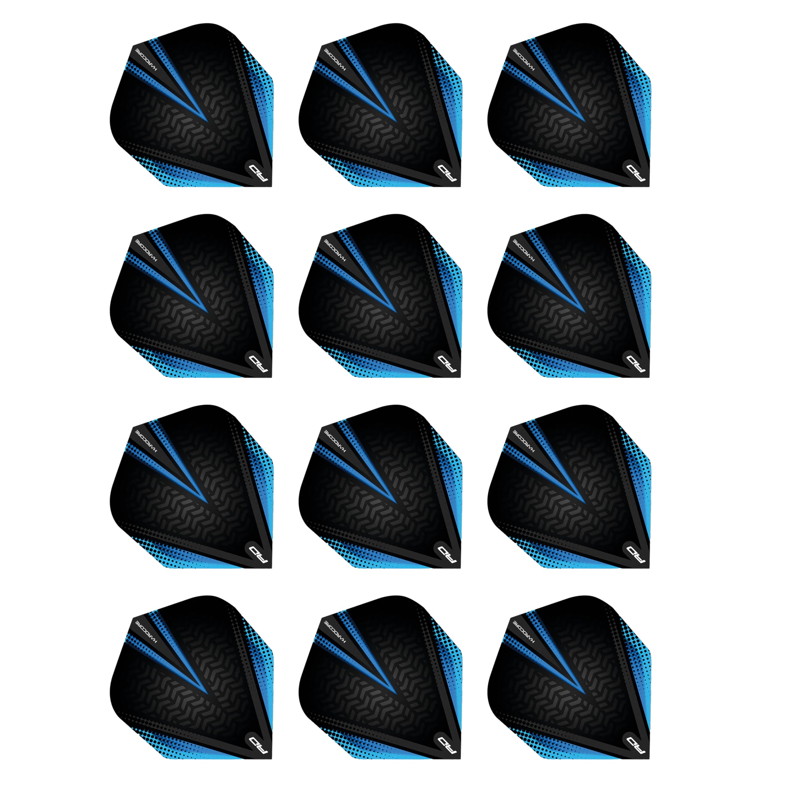 RED DRAGON Hardcore Radical Black & Blue Extra Thick Standard Dart Flights - 4 sets Per Pack (12 Dart Flights in total)