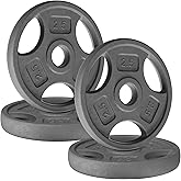 Yes4All 1 Inch Grip Weight Plates, Cast Iron Strength Training | 3-Handle Design for Easy Loading &amp; Carrying, Available in 2.5 - 35 lb Sizes for Custom Strength Training Progression