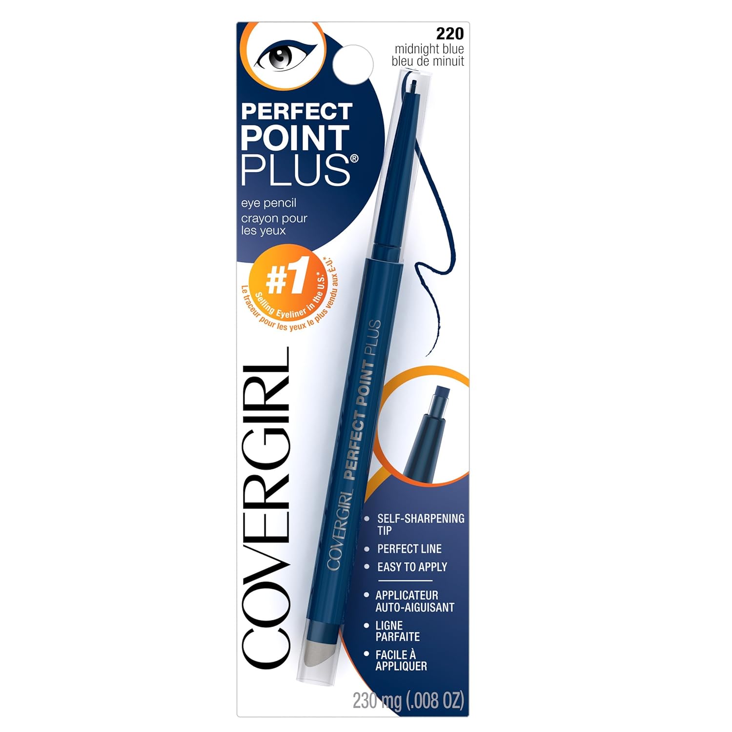 COVERGIRL Queen Collection Perfect Point Plus Eyeliner, Midnight Blue 220, 0.0080 Ounce (packaging may vary)