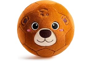 VangeBow Silent Indoor Soccer Balls for Toddlers 1-3, Inflatable Soft Plush Baby Toddler Soccer Ball Toys Gifts for 1 2 3 4 5 Year Old Boy Girl First Birthday Gift (Bear, Pump Include)