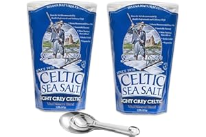 ONDAGO Celtic Bundle | Light Grey Sea Salt, 1/2 LB (Pack of 2) | Bundled with ONDAGO Stainless Steel Measuring Spoon Set | Vital Mineral Blend