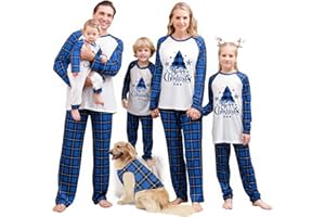 Awoscut Christmas Family Matching Pajamas Christmas Pjs Holiday Nightwear Sleepwear Sets Long Sleeve Pjs