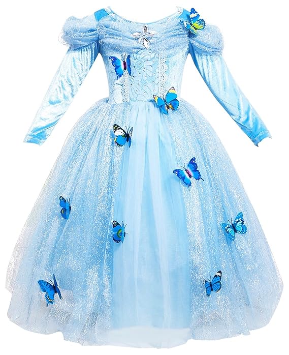 Le SSara Langarm Mädchen Prinzessin Cosplay Kostüme Fancy Schmetterling Kleid