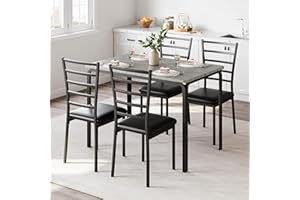 GarveeHome 5-Piece Kitchen Dining Room Table Chair Set for Small Space, Indoor Modern Dinette Set for 4, Square Dinner Table Set for Dinette, Breakfast, Oak