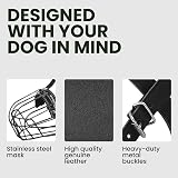 BRONZEDOG Adjustable PVC Wire Basket Dog Muzzle for Large Dogs Leather Straps view 3
