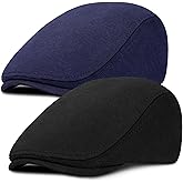 Senker Fashion 2 Pack Newsboy Cap for Men Adjustable Herringbone Tweed Wool Hats Blend Flat Cap Ivy Cabbie Driving Hat