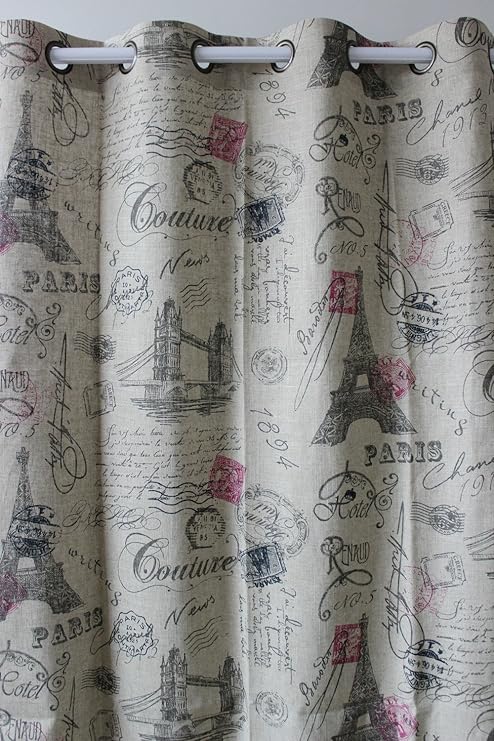 Amazon Com Home Print Paris Eiffel Tower Linen Window Treatment