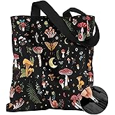 Miss Adola Large Canvas Tote Bag for Women - with Zipper and Inner Pocket Aesthetic Cute Shoulder Bag for Shopping Daily