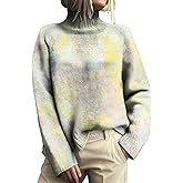 Pullover Sweater for Women Boho Floral Long Sleeve Kniteed Chunky Winter Sweaters Turtleneck Jumper Tops 2025 Fall
