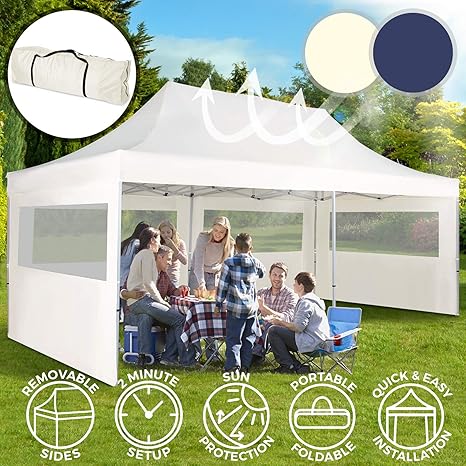 MIADOMODO Faltpavillon 3x6 mit Seitenwänden | faltbar, idealer Sonnenschutz bei Feierlichkeiten, mit Farbwahl | Gartenpavillo