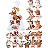 Jeere 12 Pairs Friendsgiving Fuzzy Socks Gift for Women Fall Cupcake Socks DIY Funny Slipper for Christmas Thanksgiving Winter Gifts