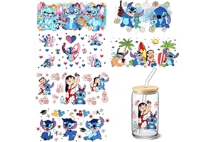 Shiomay 6 Sheets UV DTF Cup Wraps Transfer Stickers for Glass, Cartoon Cup Wraps Decal Stickers for Tumbler Cups (Cartoon)