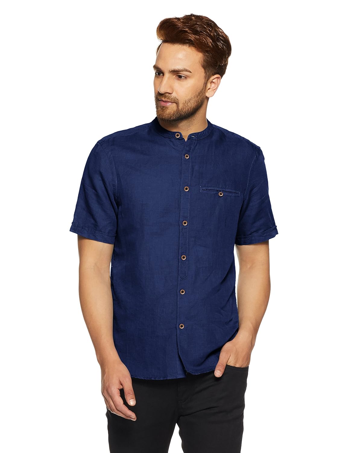 marks & spencer men's solid regular fit casual shirt
