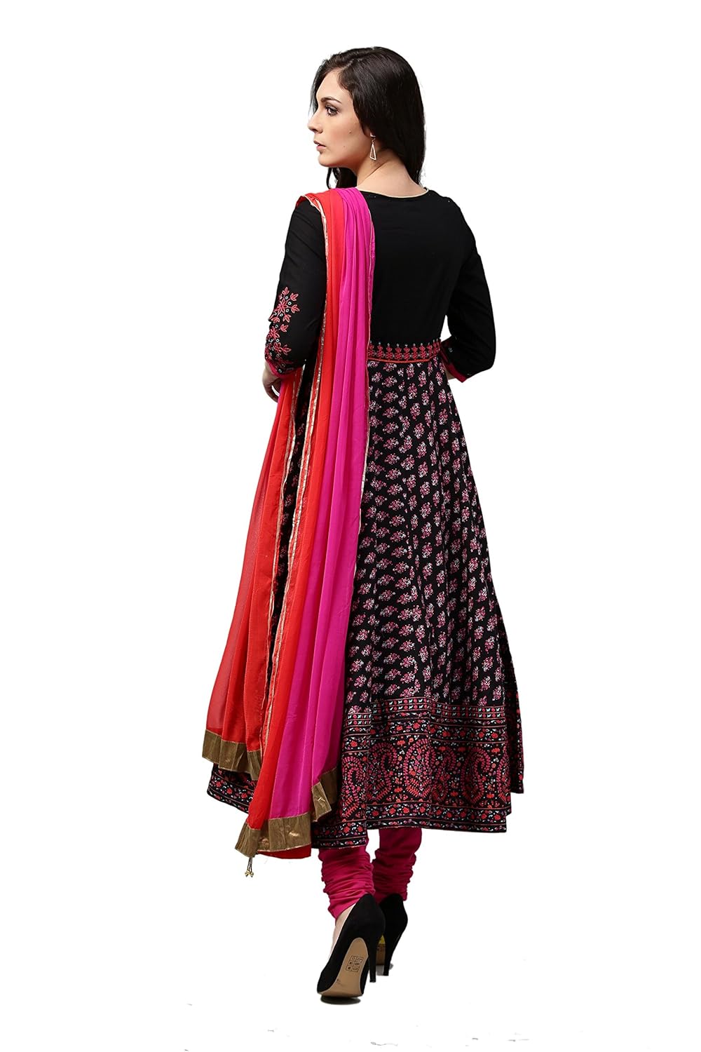 rain and rainbow women's anarkali cotton salwar suit (pack of 3)